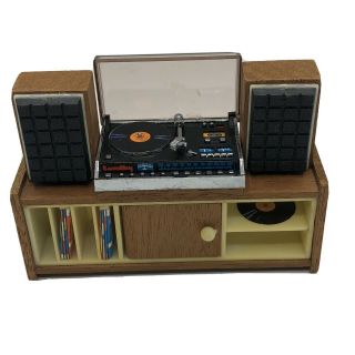 Lundby Vintage Dollhouse Stereo Record Player & Cabinet With Speakers