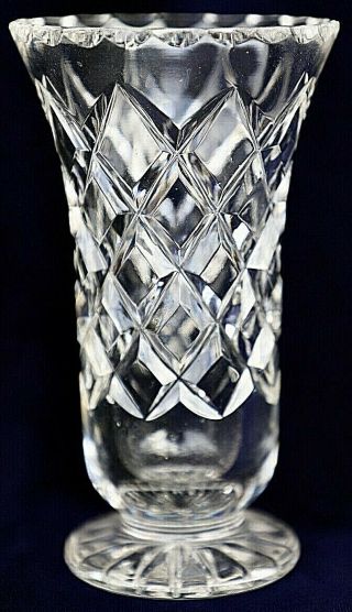 Vintage Retro Diamond Cut Crystal Posy Vase 14cm High