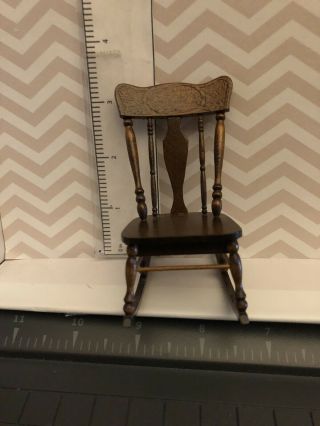 Robert L.  Carlisle 1:12 Dollhouse Rocking Chair With Side Drawer