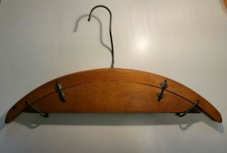 Rare Antique Pat.  1902 Wood Wooden Suit Hanger With Pant Skirt Clamp