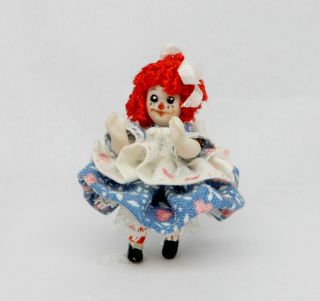 Vintage Porcelain Raggedy Ann Toy Doll Artisan Dollhouse Miniature 1:12