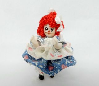 Vintage Porcelain Raggedy Ann Toy Doll Artisan Dollhouse Miniature 1:12 2