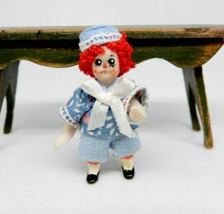 Vintage Porcelain Raggedy Andy Toy Doll Artisan Dollhouse Miniature 1:12
