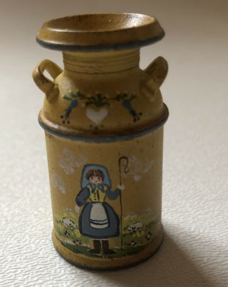 Vintage Artisan Karen Markland Metal Milk Can Dollhouse Miniature Hand Painted