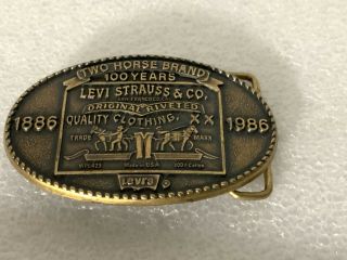 Levi Strauss & Co.  Quality Clothing Two Horse Brand 100 years.  Belt Buckle wow 2