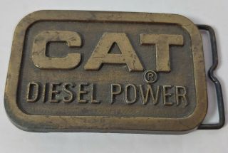 Vintage 1976 Cat Diesel Power Brass Belt Buckle