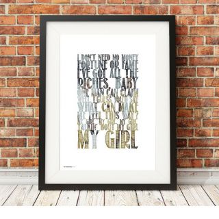 The Temptations ❤ My Girl ❤ Love Song Lyric Poster Art Limited Edition Print 79