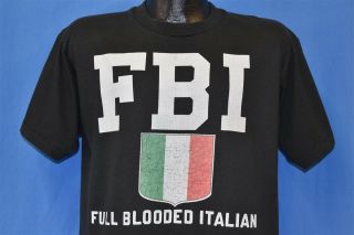 Vintage 90s Fbi Full Blooded Italian Flag Italy Funny Joke Fruit Loom T - Shirt L
