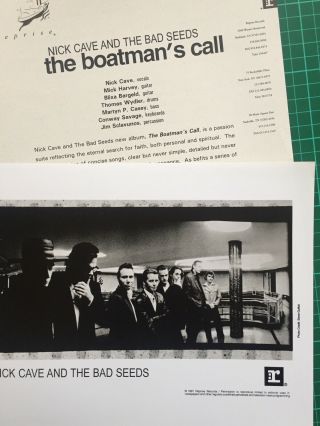 Nick Cave The Boatmans Call Rare Vintage 1997 U.  S Press Kit Bio,  8x10 Photo