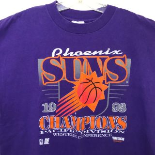 Vintage 90s Phoenix Suns Basketball T - Shirt 1993 Champion Pacific Western Purple