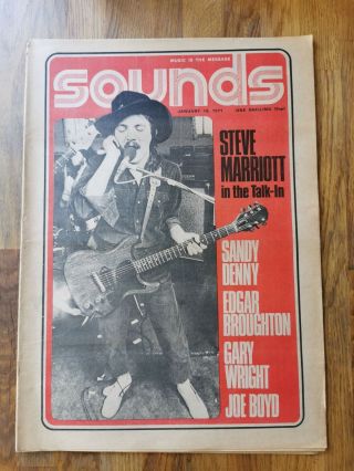 Sounds Newspaper January 16th 1971 Steve Marriott Cover And Interview
