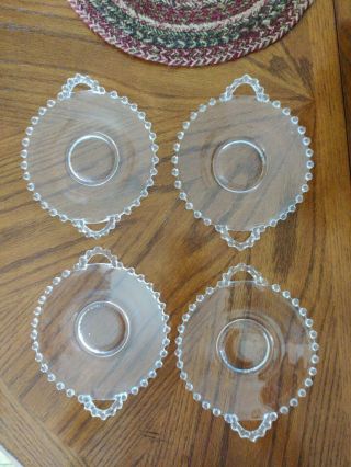 Vintage Imperial Clear Glass Candlewick Dish Handled Hobnail Edge