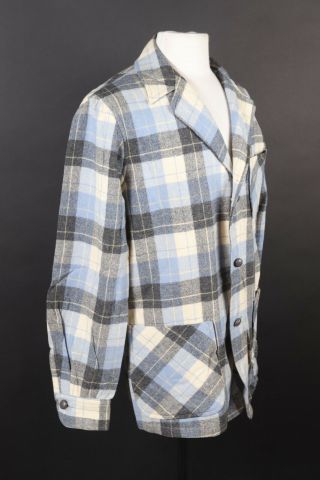 Vtg Pendleton Wool Plaid Smoking Coat Jacket Blazer Usa Mens Size Medium