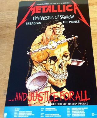 Metallica.  Justice For All Tour 1988 Harvester Of Sorrow 8x12 Metal Poster Art