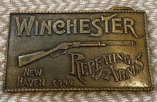 Vintage Winchester Firearms Gun Repeating Arms Bronze Belt Buckle -
