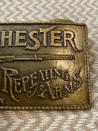 VINTAGE WINCHESTER FIREARMS GUN REPEATING ARMS BRONZE BELT BUCKLE - 2