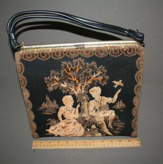 Vintage Courting Couple Tapestry Handbag Purse