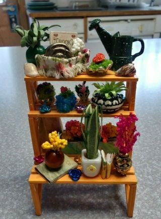 1/24 Scale Miniature Dollhouse Shelf W/plants