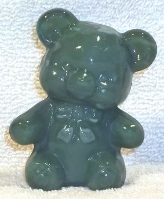 Boyd Glass Made In 1988 Fuzzy Bear Cub Paperweight Jadeite Green Fund