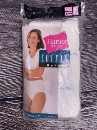 Vintage 1999 Hanes Her Way Panties 100 Cotton Briefs Size 10 3 Pairs