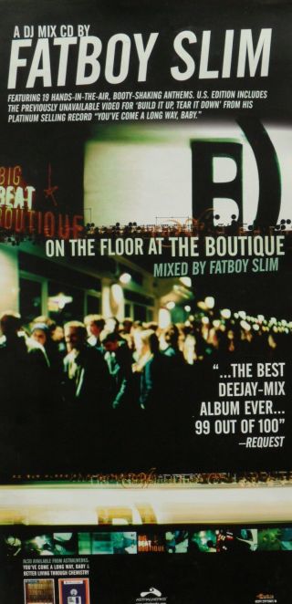 Fatboy Slim " On The Floor At The Boutique " U.  S.  Promo Poster - Big Beat,  Funk