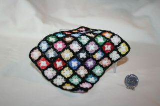 Miniature Dollhouse Hand Crochet Granny Square Afghan Throw 1:12 Nr
