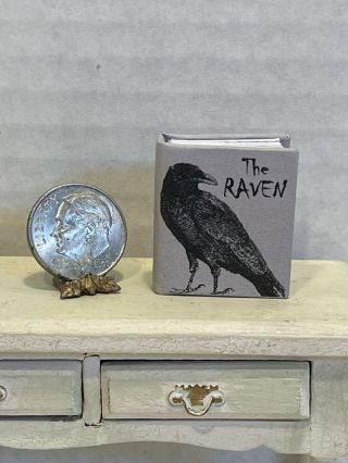 Artist The Raven Hardback Readable Illustrated Book Poe Dollhouse Miniature 1:12