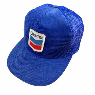 Vtg Nos Chevron Gas Oil Corduroy Snapback 80’s Promo Garage Station Trucker Hat