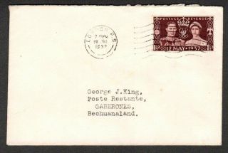 Gb 1937 Kgvi Cover With 11/2d.  Coronation Sg461 From London To Bechuanaland