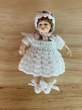 1:12 scale Heidi Ott dollhouse Toddler Dressed with Crochet Outfit 2