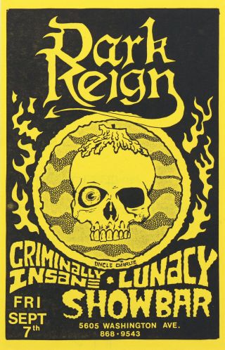 Dark Reign 1990 Concert Handbill Uncle Charlie Houston