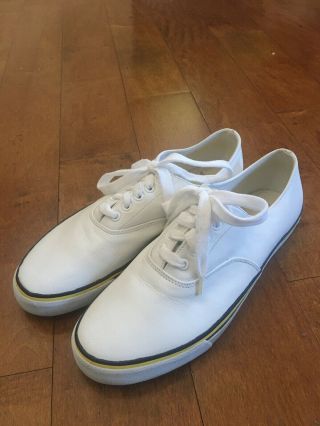 Ralph Lauren Polo White Leather Sneakers Boat Shoes Vintage W11 M9.  5
