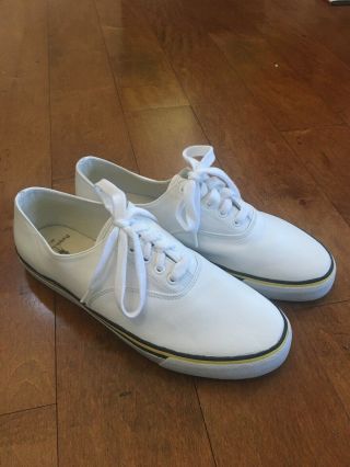Ralph Lauren POLO White Leather Sneakers Boat Shoes Vintage W11 M9.  5 2