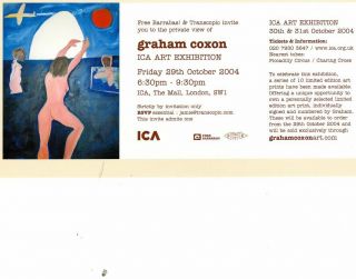 Graham Coxon (blur) Private Invite To Ica Art Exhibition In London October 2004