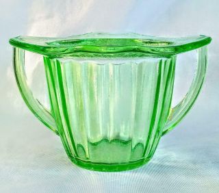 Uranium Green Glass Art Deco Open Sugar Rare