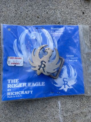 Vintage The Ruger Eagle Dress Belt Buckle By Richcraft Bronze Brushed Nip Nos