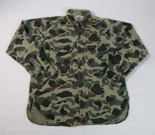 Vintage Woolrich Mens Camouflage Long Sleeve Button Shirt Sz Xl