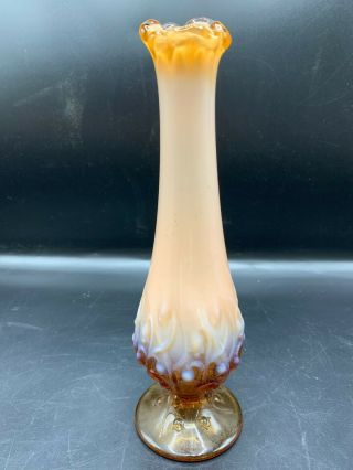 Fenton Cameo Opalescent Lily Of The Valley Bud Vase - 9 "