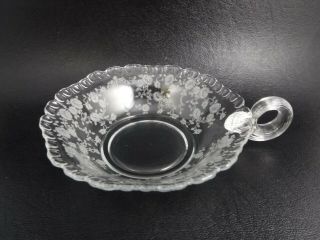 Cambridge Glass Rose Point Etched Nappy Reeded Handle (item B7)