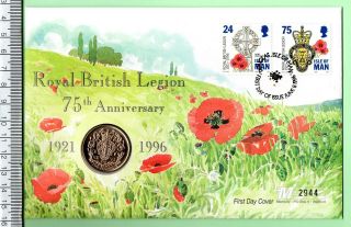 1996 Isle Of Man First Day Coin Cover For The Royal British Legion