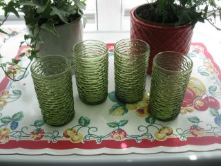 Set Of Four (4) Vintage Soreno Avocado Juice Glasses