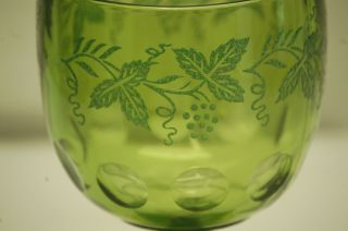 Old Vintage Golden Grape Green by Bartlett Collins Water Goblet Grape Pattern 2