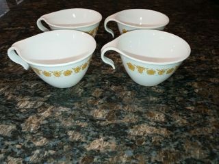Vintage Corelle Butterfly Gold Tea Cup Coffee Cup Hook Handle Set Of 4