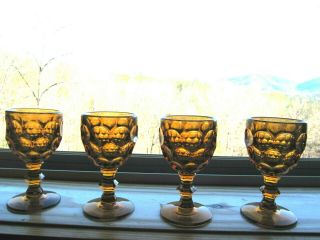 Amber Thumbprint Goblets,  Small Imperial Provincial 4.  5 " Tall Goblets,  Set Of 4