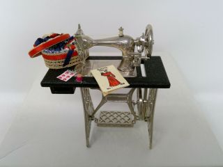 Ooak Dollhouse Miniature Sewing Machine With Sewing Accents 1:12 Scale