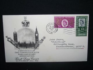 Gb First Day Cover 1961 Parliamentary Conference With Leicester Wavy Line Cancel