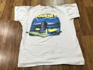 Medium - Vtg 1986 Journey Raised On Radio 80s Single Stitch Cotton T - Shirt Usa