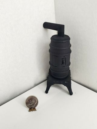 Vtg Space Saving Corner Pot Belly Stove Dollhouse Miniature 1:12 Rustic Kitchen