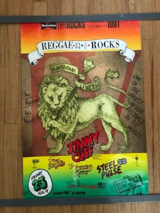 Jimmy Cliff Burning Spear Steel Pulse 1991 Denver Reggae Concert Poster