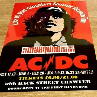Ac/dc 1976 Marquee London 12x8 Metal Sign